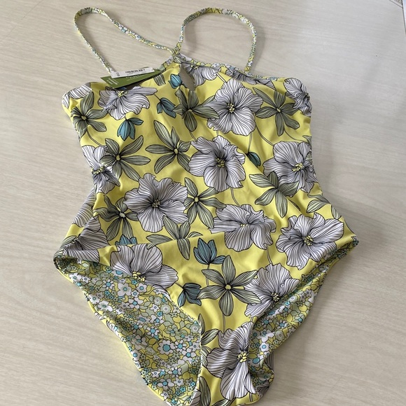 Aqua de la vie en rose Other - Reversable aqua de La vie en rose Floral Yellow One-Piece Swimsuit vacation